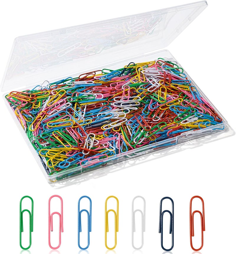 Bflaae Paper Clips, 600Pcs Medium Paperclips for Office School & Personal Use, Daily DIY, 1-2/7" Colored Heavy Duty Ideal for Bookmark - Image 1